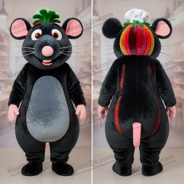 Velvety black ratatouille mascot - Masticot.com
