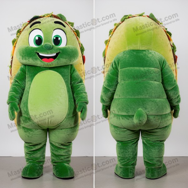 Disfraz de mascota de tacos aterciopelado verde bosque -