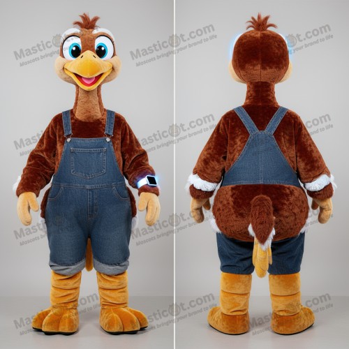 Rust-oransje bredøyd strutse-maskot - Masticot.com
