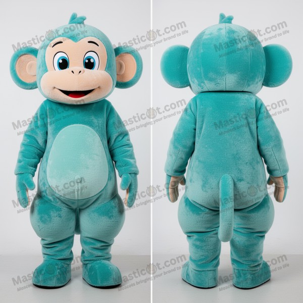 Turquoise Cartoon Monkey Mascot - Masticot.com