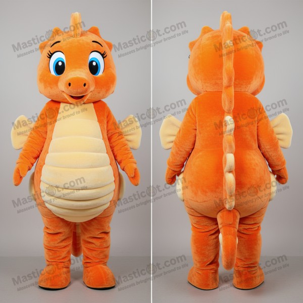 Rostorange lustiges Seepferdchen-Maskottchen - Masticot.com