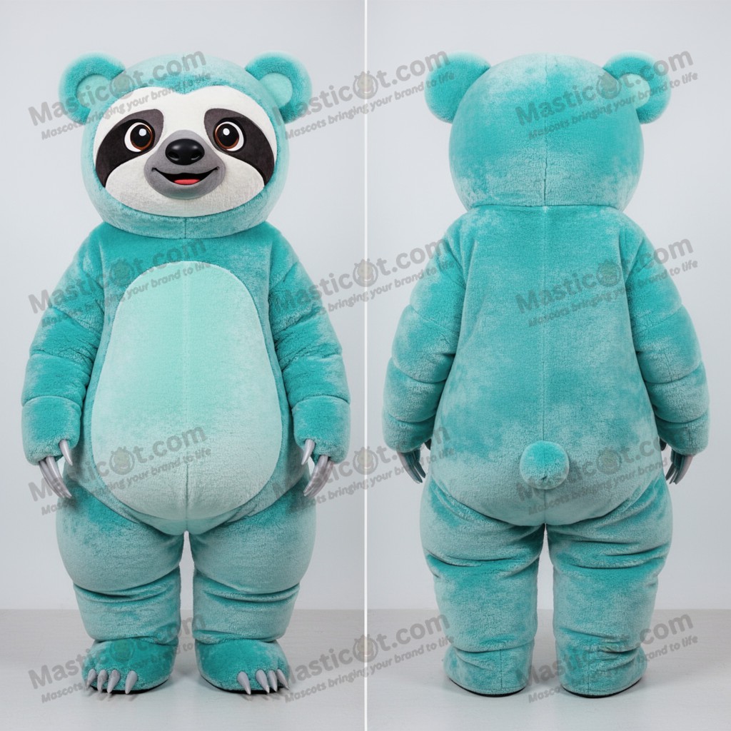 Turkis flouncy skjørt sloth bjørn maskot - Masticot.com