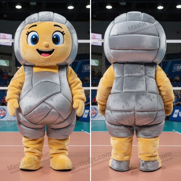 Silver shimmering volleyball net mascot - Masticot.com