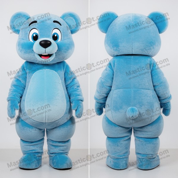 Sky blue rounded bear mascot - Masticot.com