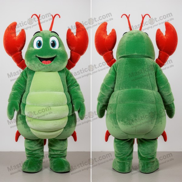 Emerald green broad shouldered lobster bisque mascot -
