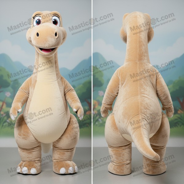 Beige, snill brachiosaurus-maskot - Masticot.com