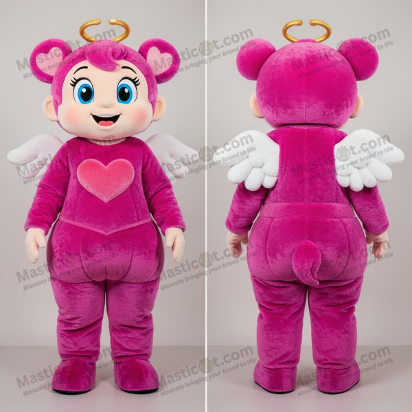Magenta velvety cupid mascot - Masticot.com
