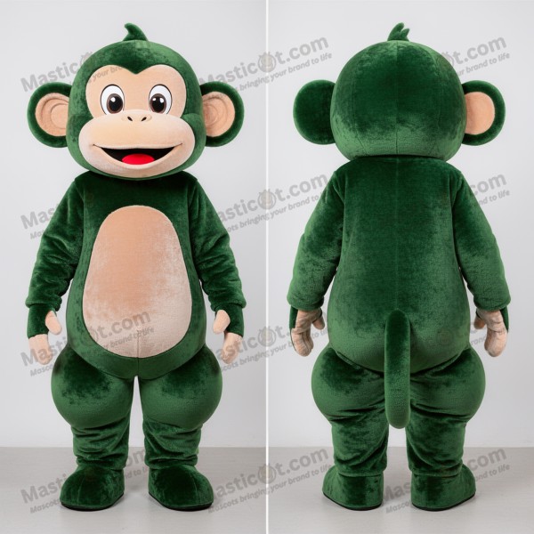 Forest green velvety monkey mascot - Masticot.com