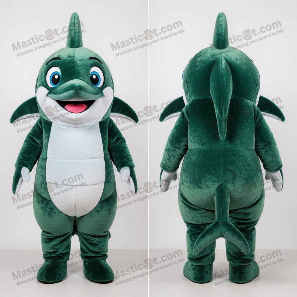 Forest green plush swordfish mascot - Masticot.com