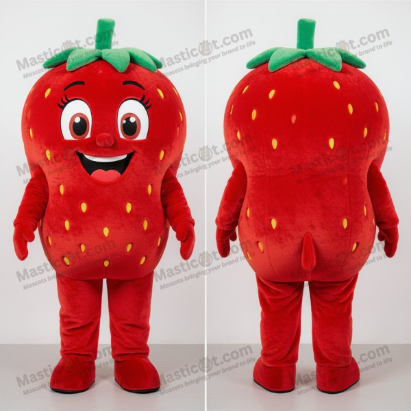 Vibrant Red Smiling Strawberry Mascot - Masticot.com