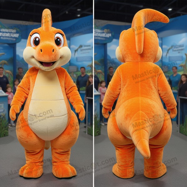 Rustfarbenes, freundliches Parasaurolophus-Maskottchen -