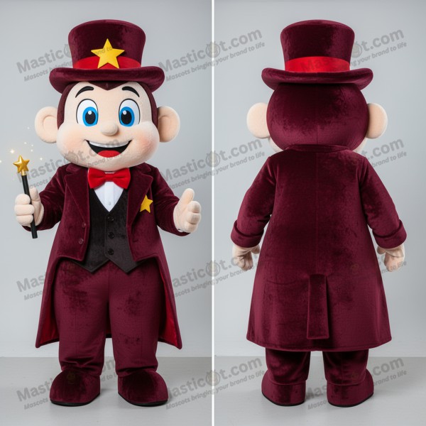 Mascot de magician din catifea vișinie - Masticot.com