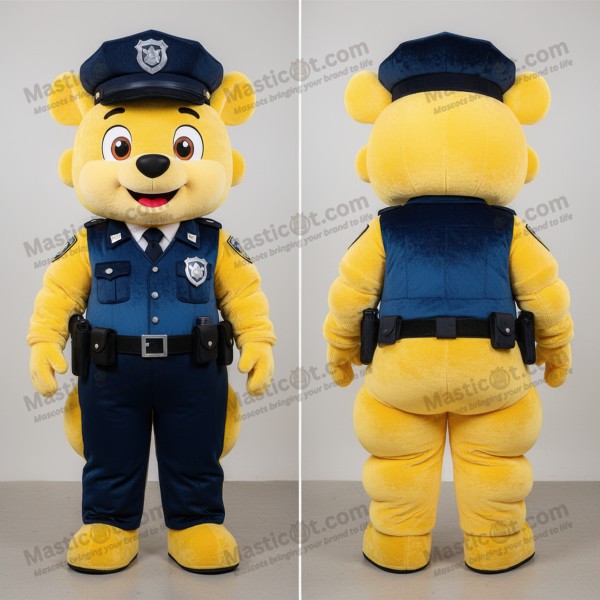 Sametový žlutý kostým maskota – přátelský policista -