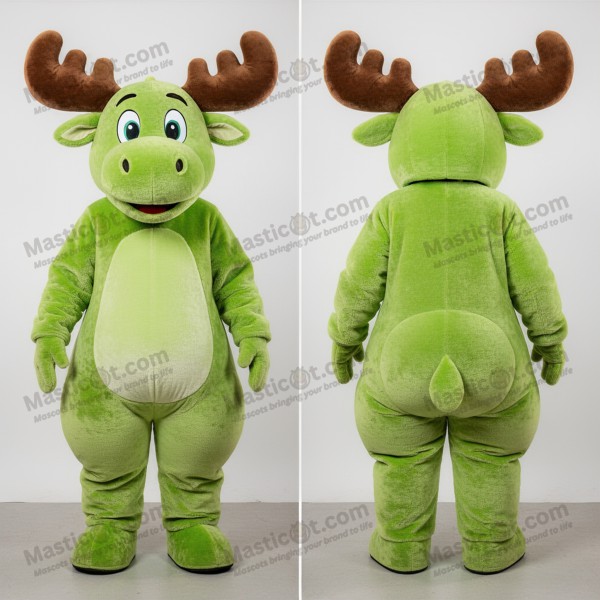 Lime green broad shouldered moose mascot - Masticot.com