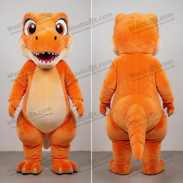 Velvet Orange Cartoon Deinonychus Mascot - Masticot.com