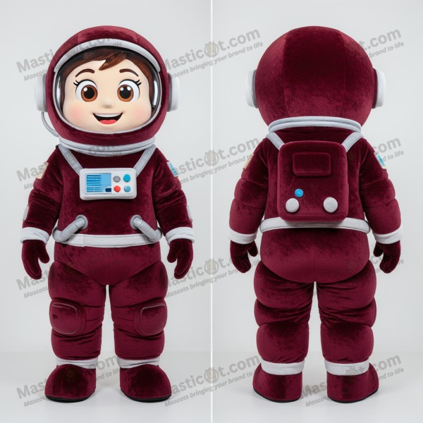 Ronde astronaut mascotte in bordeaux silhouet - Masticot.com