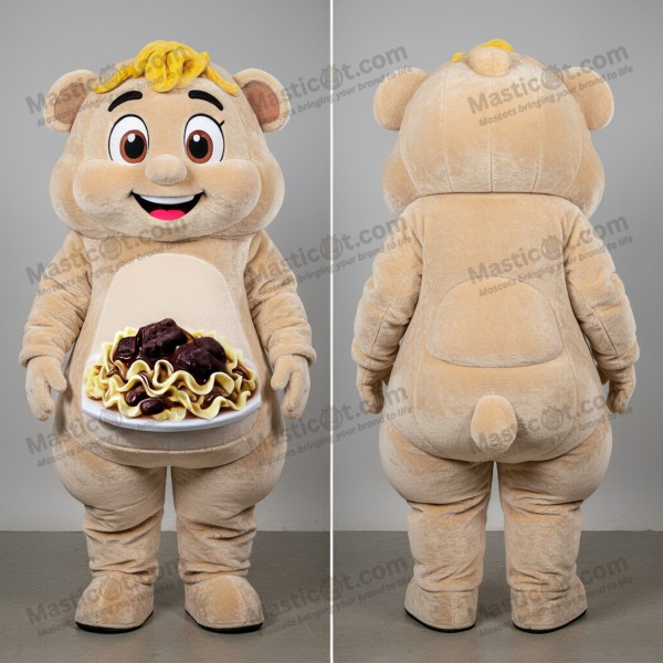 Beige rund biff stroganoff maskot - Masticot.com