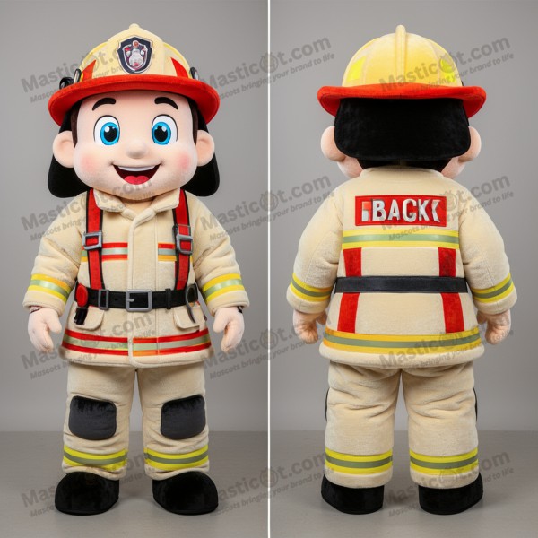 Krémová plyšová hasičská maskotka - Masticot.com