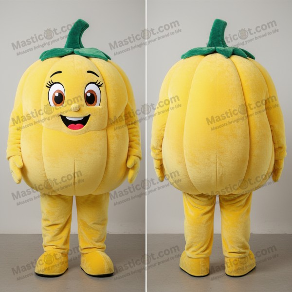 Lemon yellow cheerful pumpkin mascot - Masticot.com