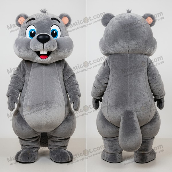 Gray fluffy beaver mascot - Masticot.com