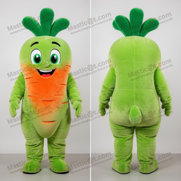 Lime green playful carrot mascot - Masticot.com