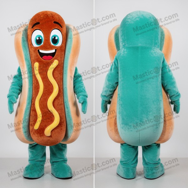 Teal velvety hot dog mascot - Masticot.com
