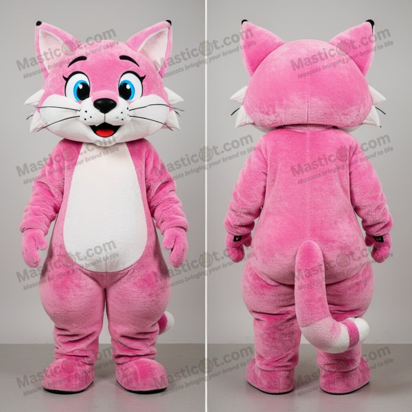 Rosa flauschige Luchskostüm-Maskottchen - Masticot.com