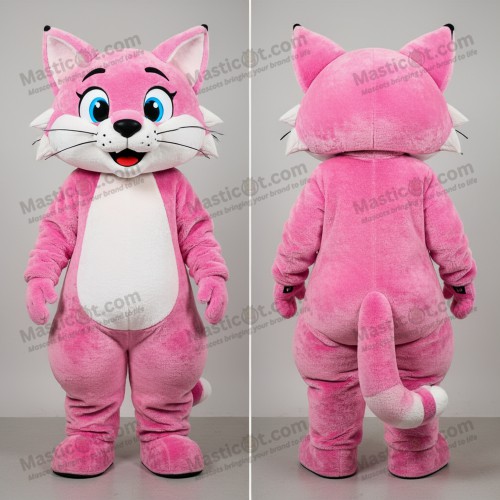 Rosa flauschige Luchskostüm-Maskottchen - Masticot.com