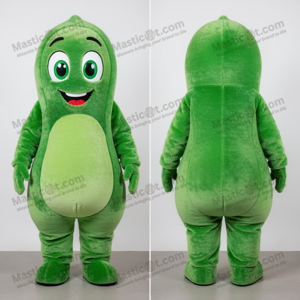 Mascota de judía verde de hombros anchos en color esmeralda