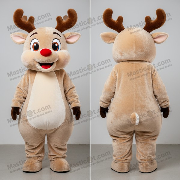 Beige velvety reindeer mascot - Masticot.com