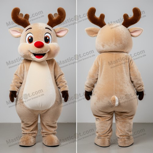 Beige pluchen rendier mascotte - Rendier - MASTICOT_7785 - Masticot.com