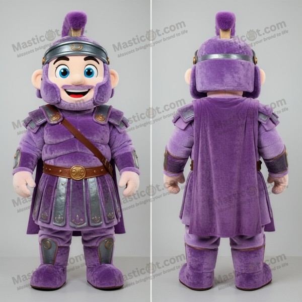 Lavender broad shouldered roman soldier mascot -