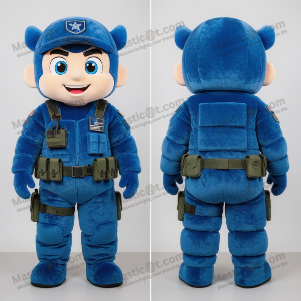 Navy blue heroic commando mascot - Masticot.com