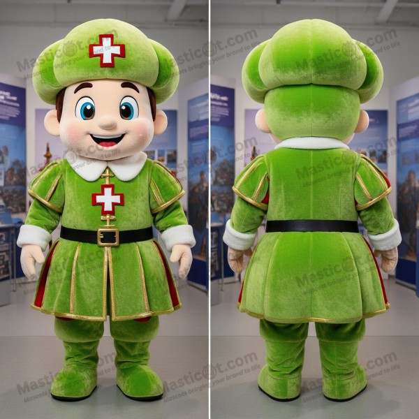 Mascote de guarda suíço de ombros largos em verde lima -