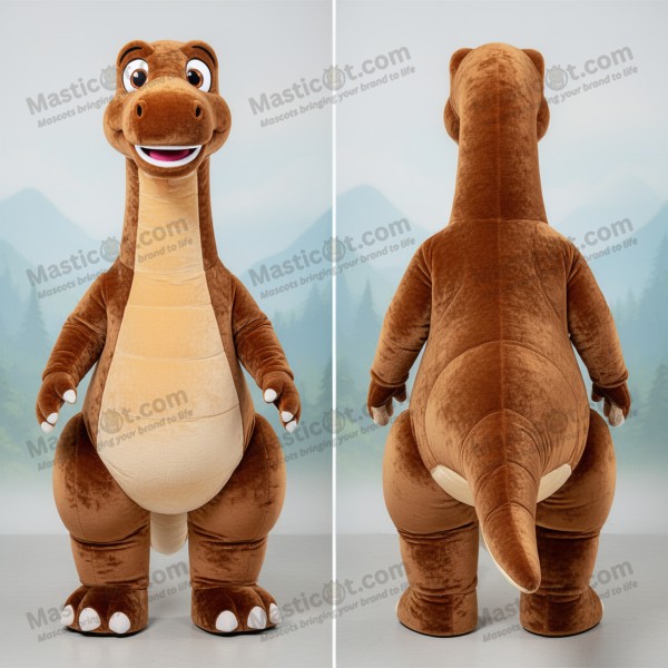 Costum de mascota dinozaur brachiosaur verde smarald cu