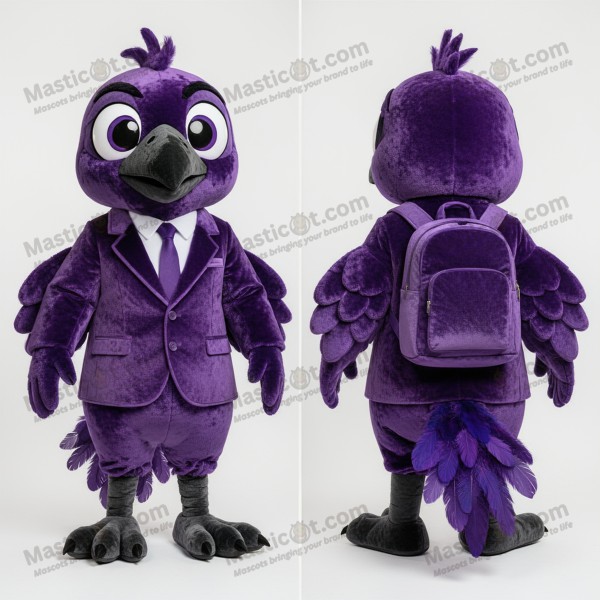 Velvety purple sleek crow mascot - Masticot.com