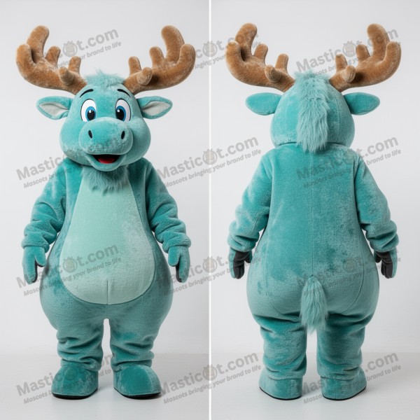 Zelenomodrý zaoblený irský losí maskot - Masticot.com