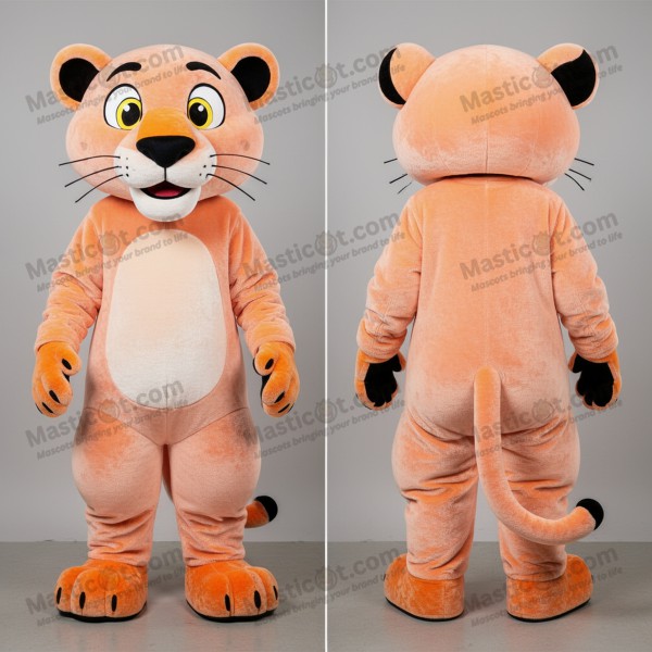 Peach Velvety Cartoon Panther Mascot - Masticot.com