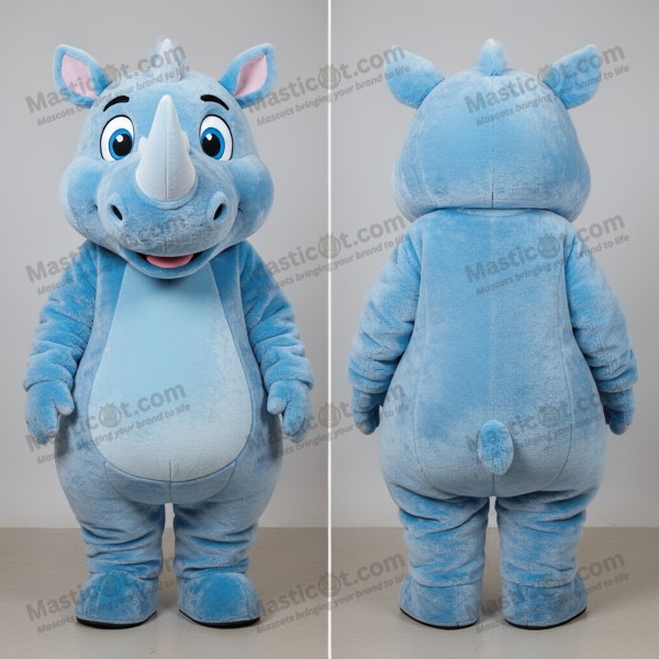Sky blue cushioned rhinoceros mascot - Masticot.com