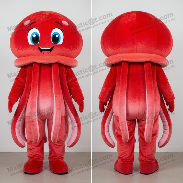 Karminrød bølgende gople-maskot - Masticot.com