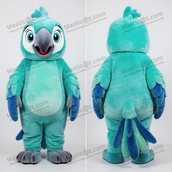 Turquoise Cartoon Macaw Mascot - Masticot.com