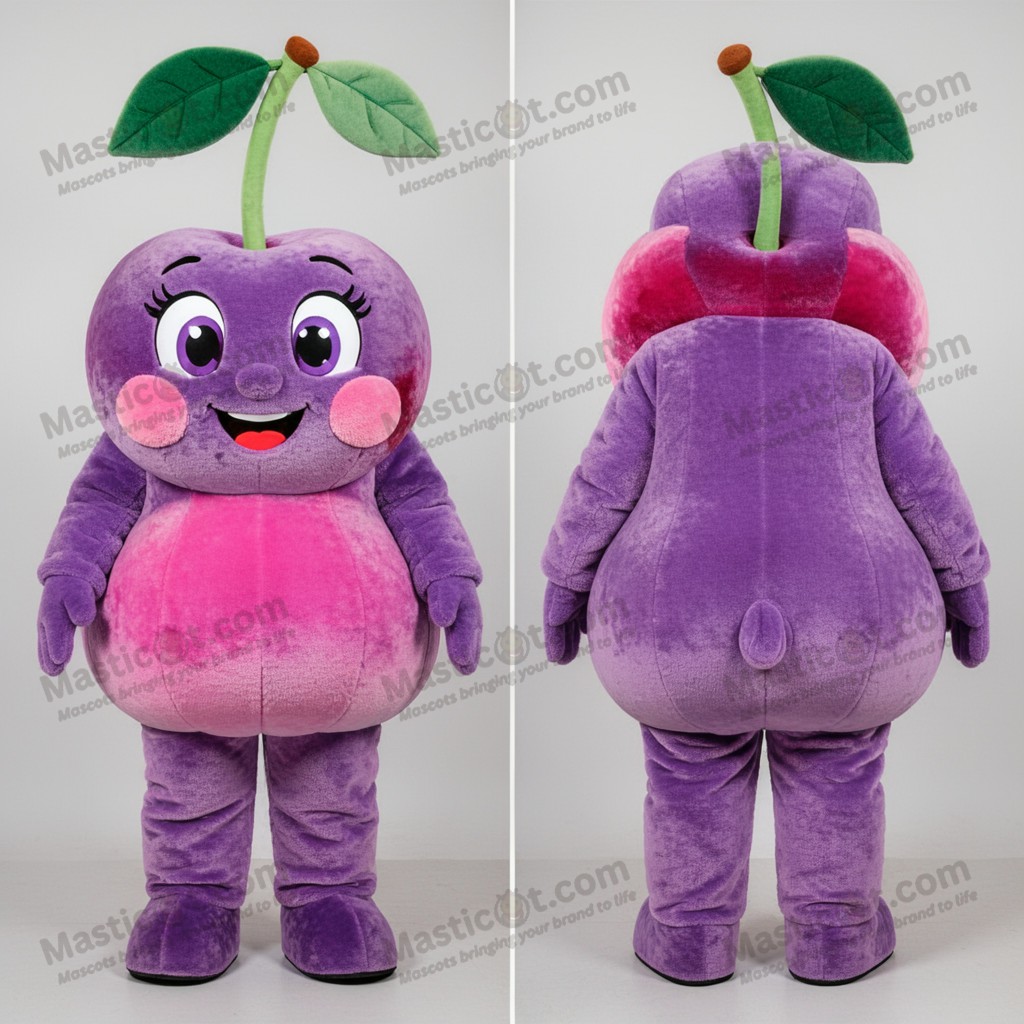 Lavender plush cherry mascot - Masticot.com