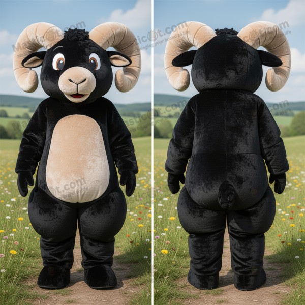 Ebony fleece broad shouldered ram mascot - Masticot.com