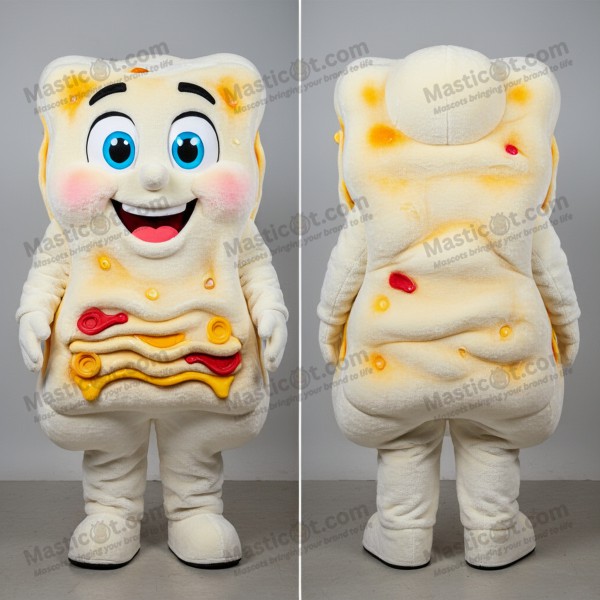 Creamy White Cartoon Lasagna Mascot - Masticot.com