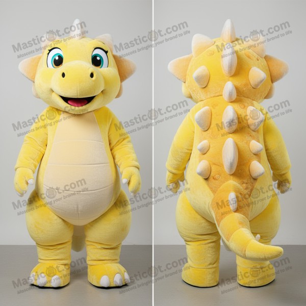 Mascota de anquilosaurio amigable color amarillo limón -