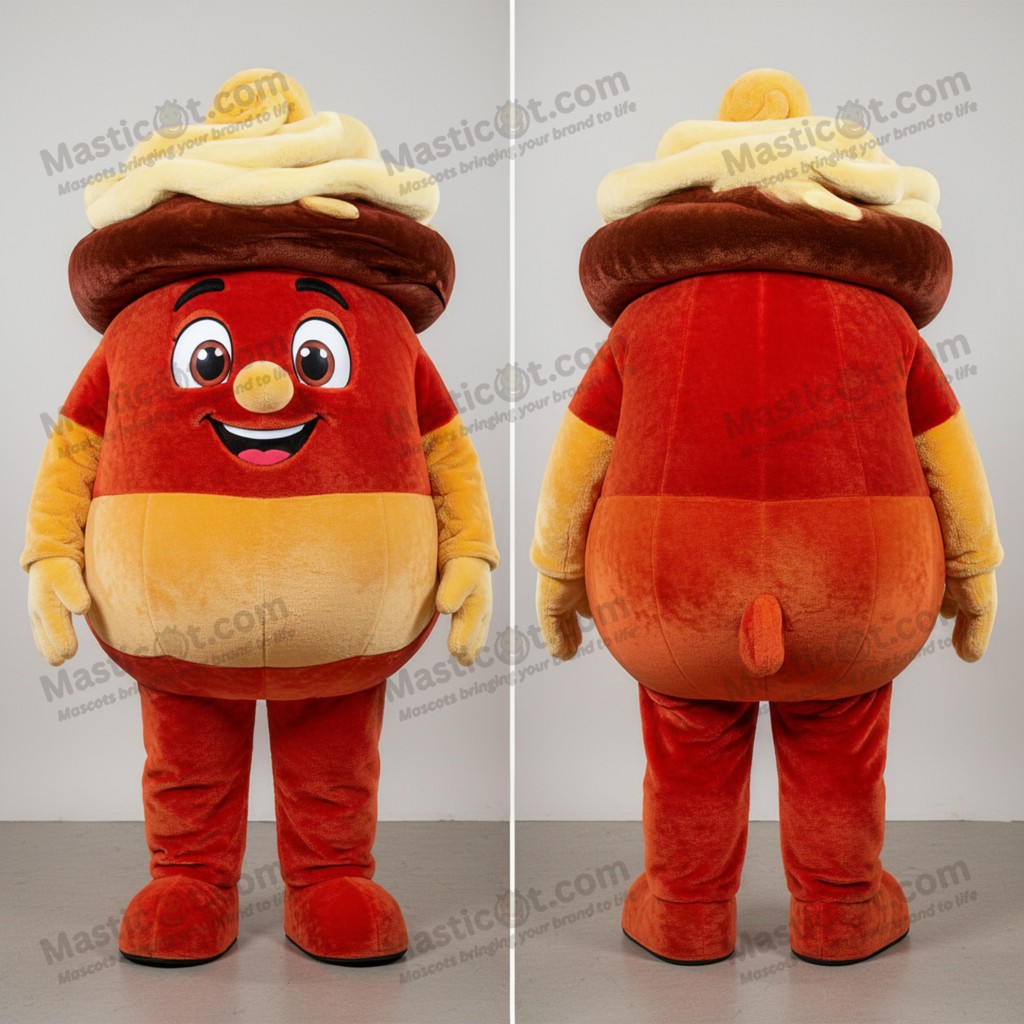 Rust orange round moussaka mascot - Masticot.com