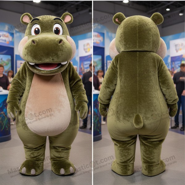 Mascotă Elegană Hipopotam Verde Măslin - Masticot.com