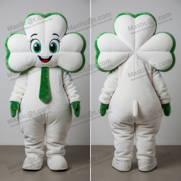 Smaragdově zelený čtyřlístek maskot v kulatém tvaru -