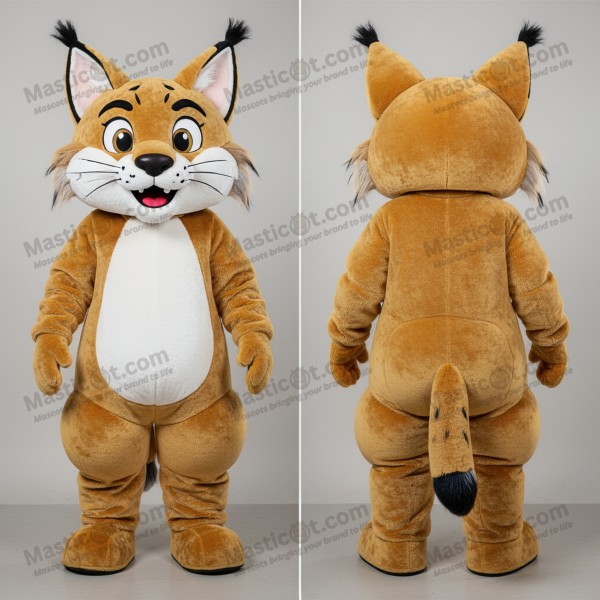 Golden Velvety Cartoon Lynx Mascot - Masticot.com