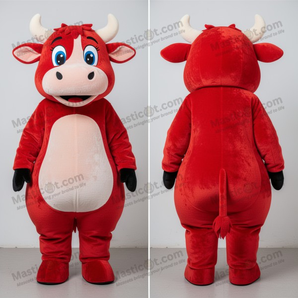 Crimson red rounded cow mascot - Masticot.com